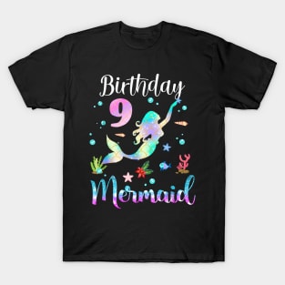 9 Years Old Birthday Mermaid Happy 9th Birthday T-Shirt